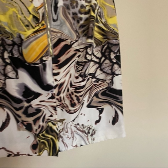 Anthropologie Leifsdottir Silk Panthers Play Dress Yellow Gray Size 0 - Picture 8 of 14